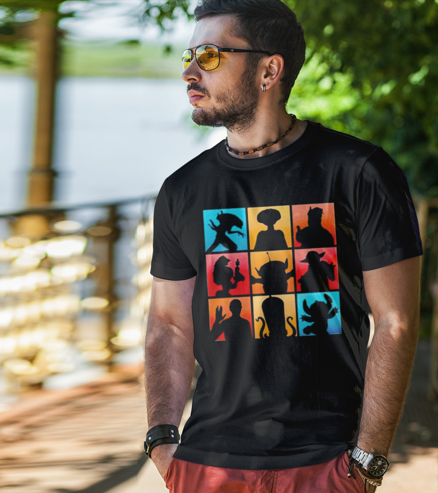 The Alien Gang Iconic Pop Culture Sci-Fi Silhouettes Compilation T-Shirt
