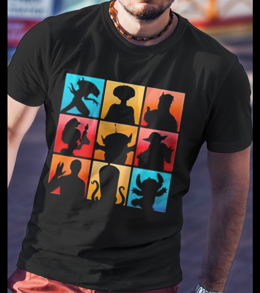The Alien Gang Iconic Pop Culture Sci-Fi Silhouettes Compilation T-Shirt
