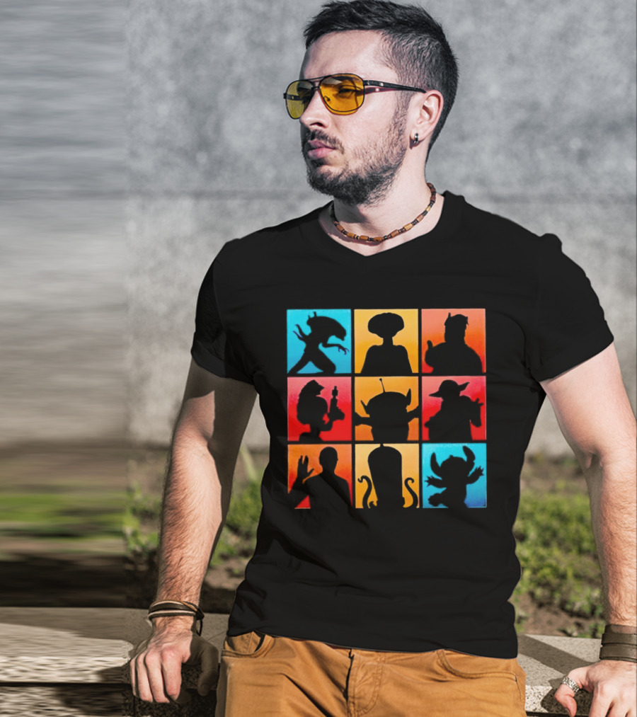 The Alien Gang Iconic Pop Culture Sci-Fi Silhouettes Compilation T-Shirt