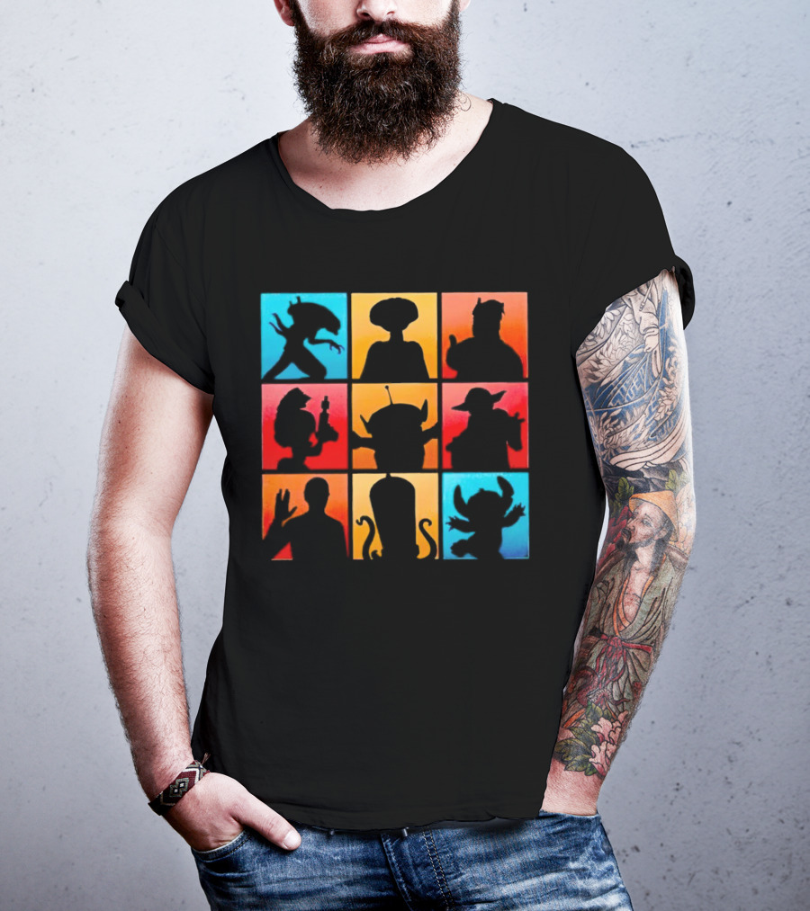 The Alien Gang Iconic Pop Culture Sci-Fi Silhouettes Compilation T-Shirt
