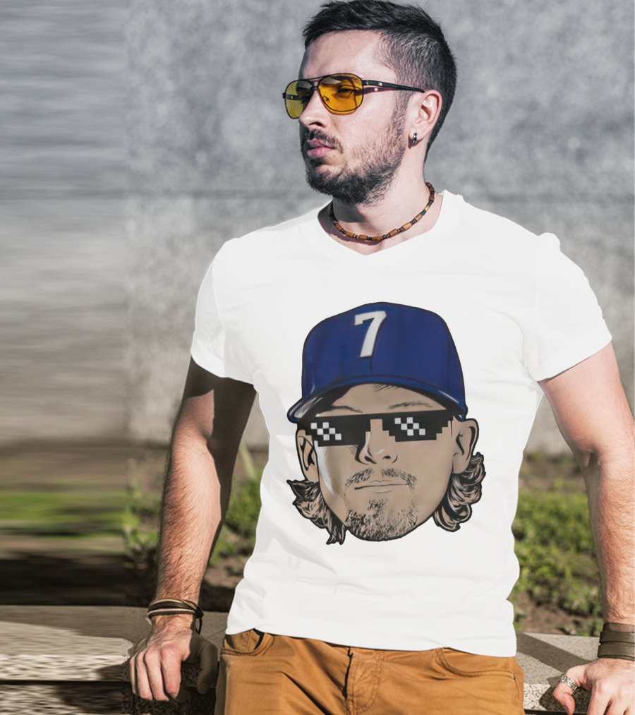 Bobby Witt Jr. Deal With It Kansas City Royals Pixelated Glasses Cap Number 7 T-Shirt