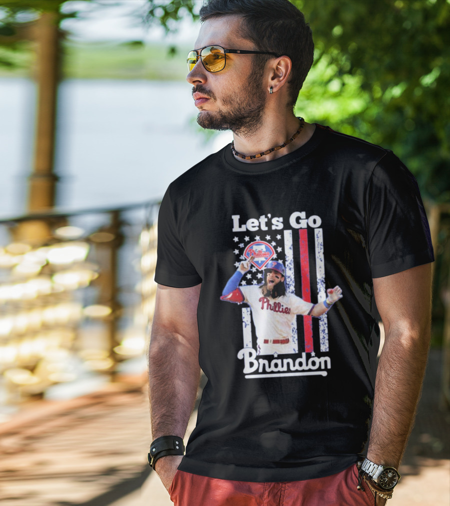 Philadelphia Phillies Let’s Go Brandon Baseball American Flag Stars Stripes T-Shirt