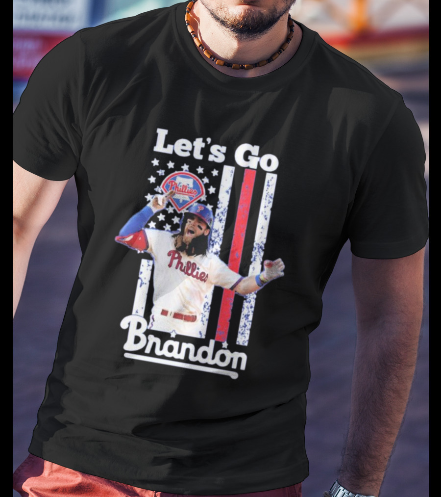 Philadelphia Phillies Let’s Go Brandon Baseball American Flag Stars Stripes T-Shirt