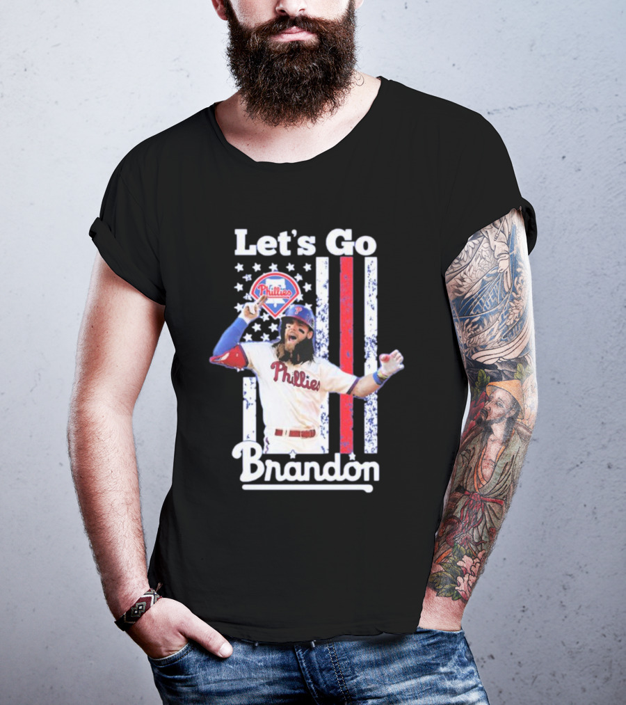 Philadelphia Phillies Let’s Go Brandon Baseball American Flag Stars Stripes T-Shirt