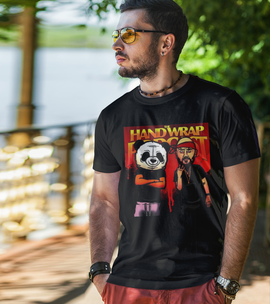 The Hand Wrap Podcast Panda Mask And Bandana Characters T-Shirt