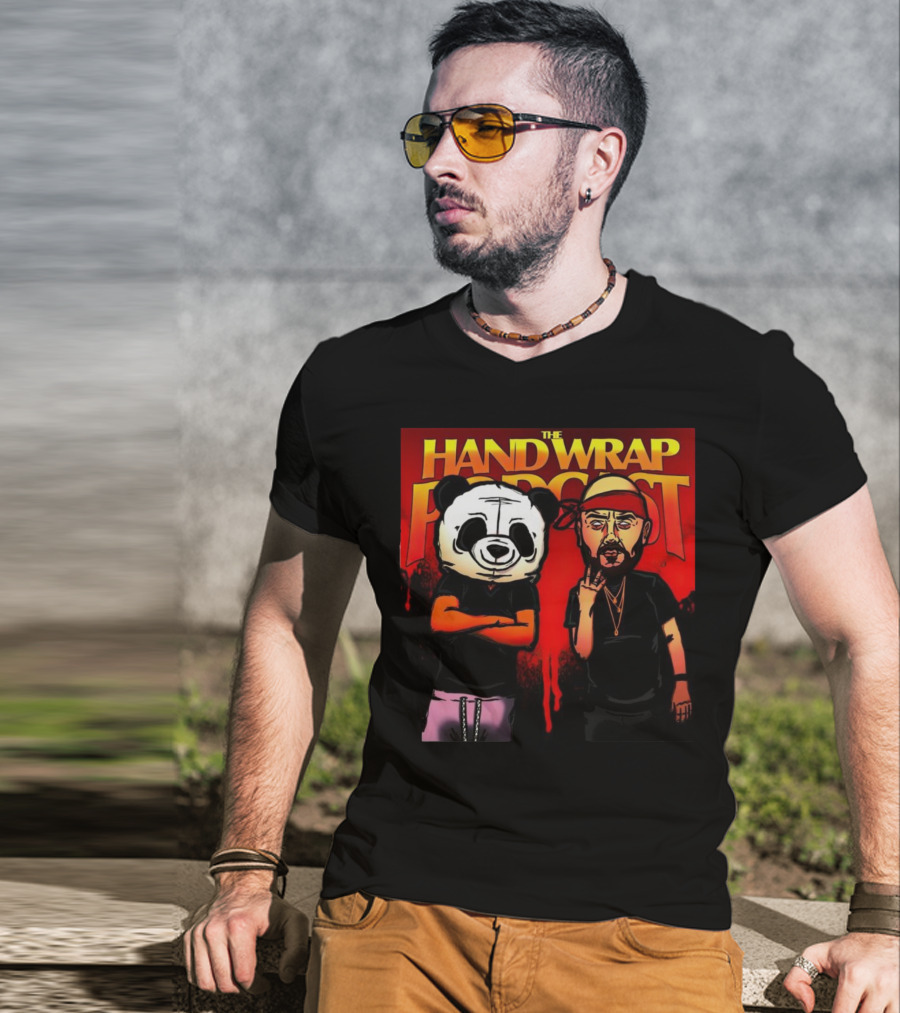 The Hand Wrap Podcast Panda Mask And Bandana Characters T-Shirt