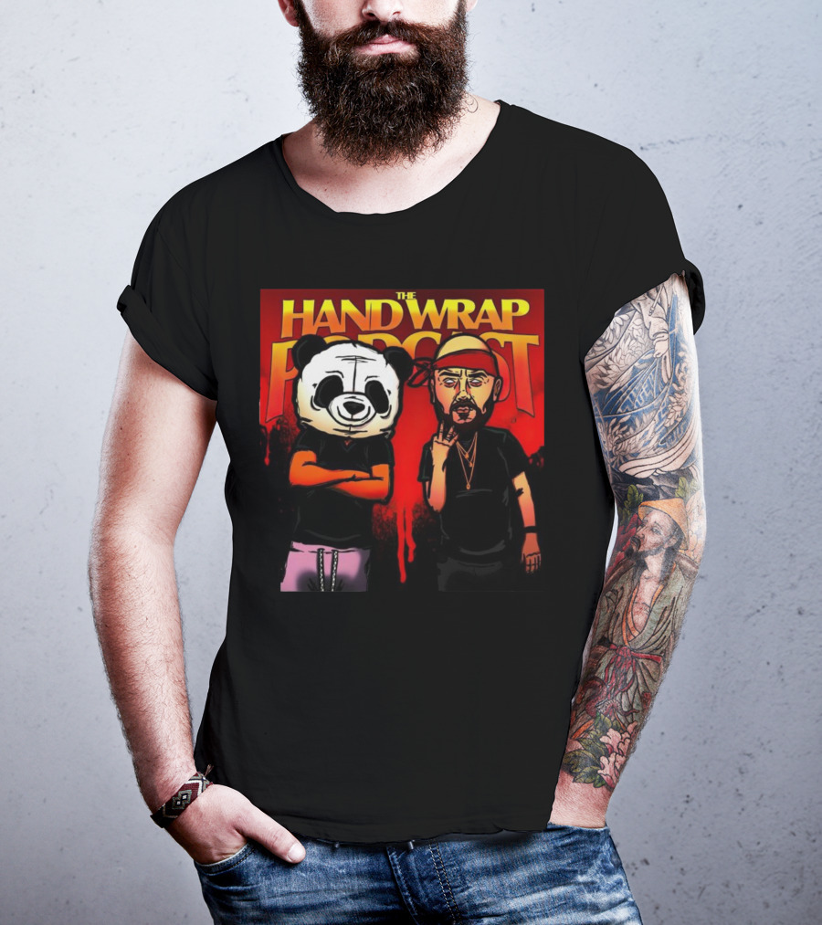 The Hand Wrap Podcast Panda Mask And Bandana Characters T-Shirt
