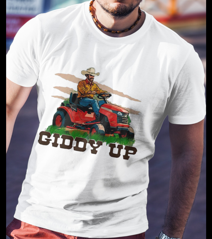 Giddy Up Cowboy On Lawn Mower T-Shirt