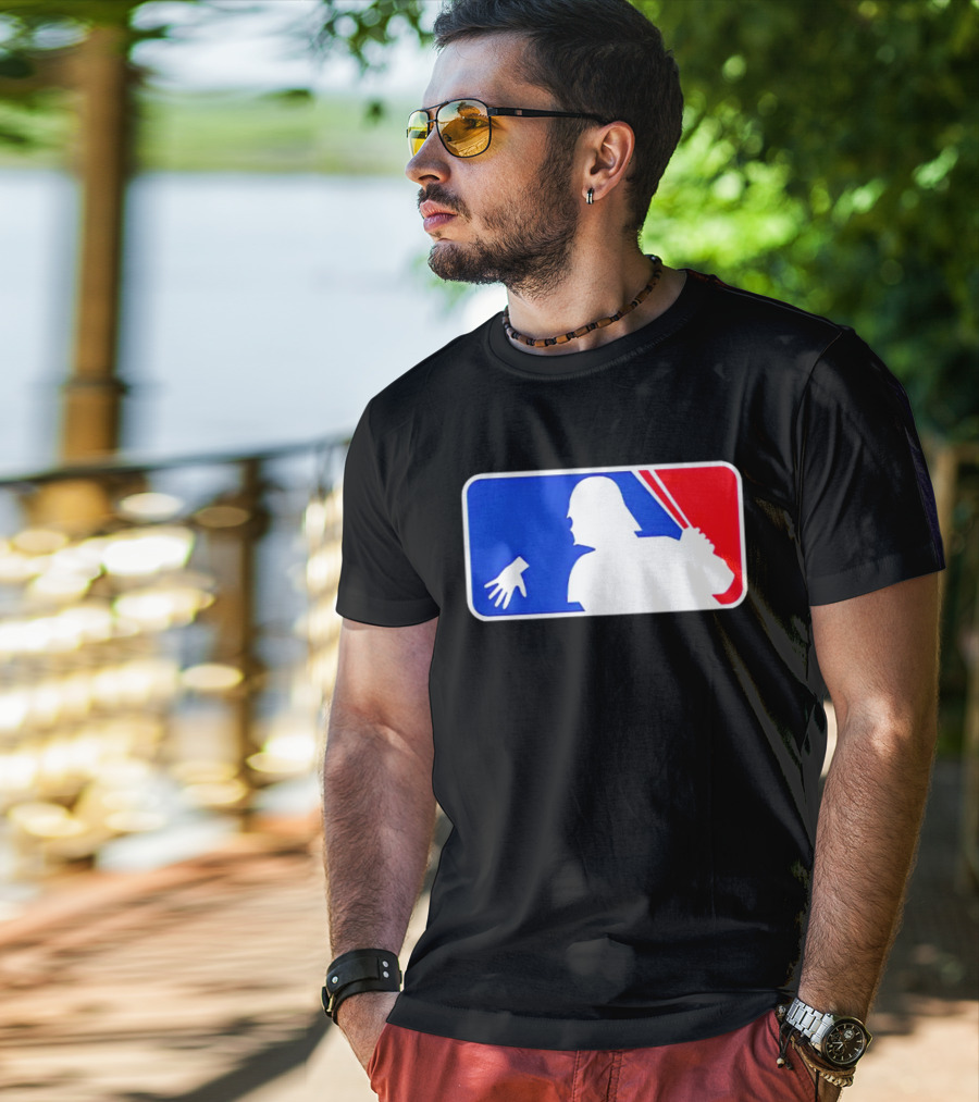 Darth Vader MLB Parody Silhouette With Baseball Bat And Hand T-Shirt