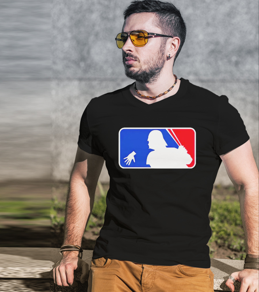 Darth Vader MLB Parody Silhouette With Baseball Bat And Hand T-Shirt