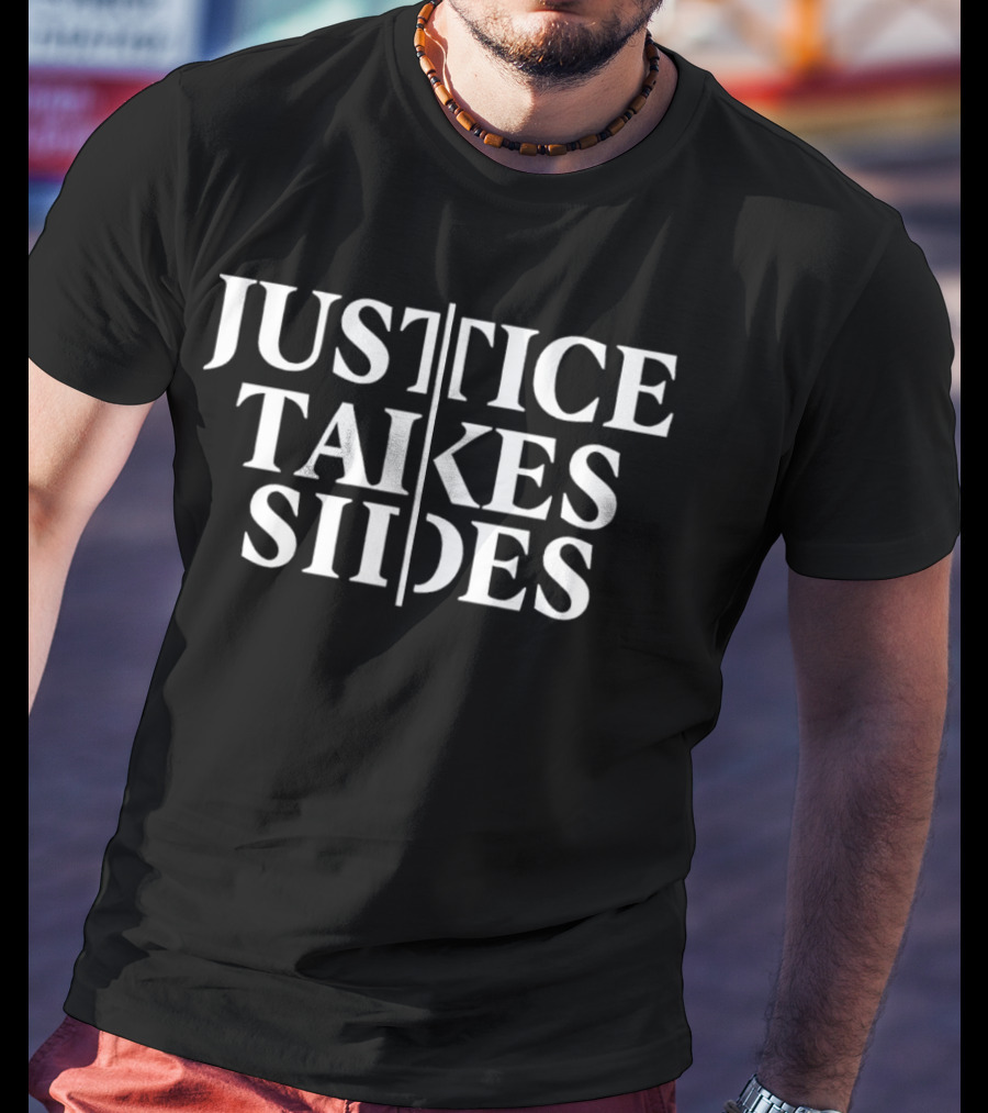 Justice Takes Sides Split Typography T-Shirt
