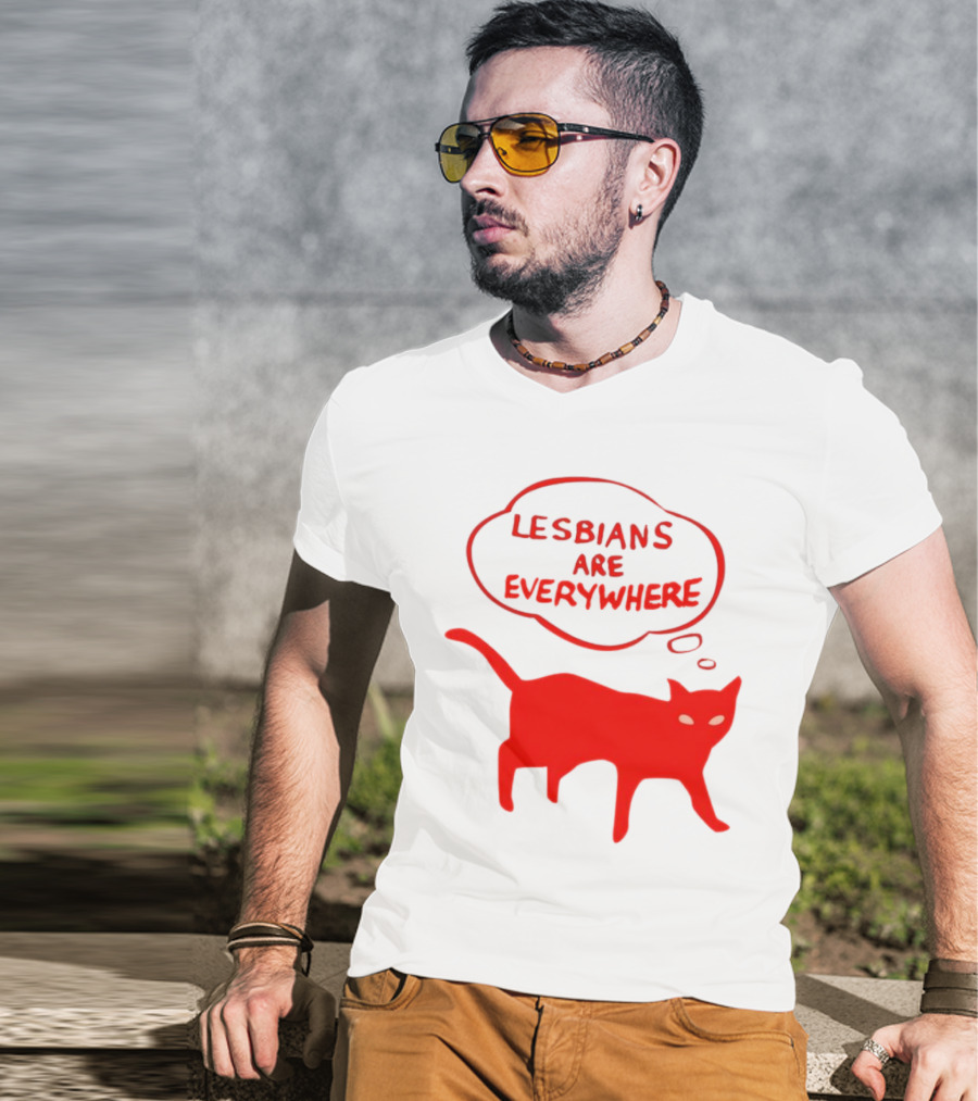 Lesbians Are Everywhere Red Cat T-Shirt