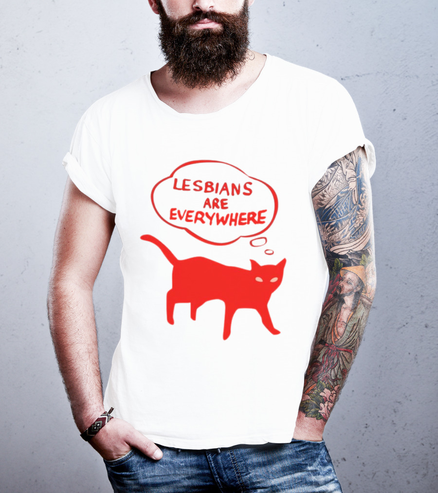 Lesbians Are Everywhere Red Cat T-Shirt