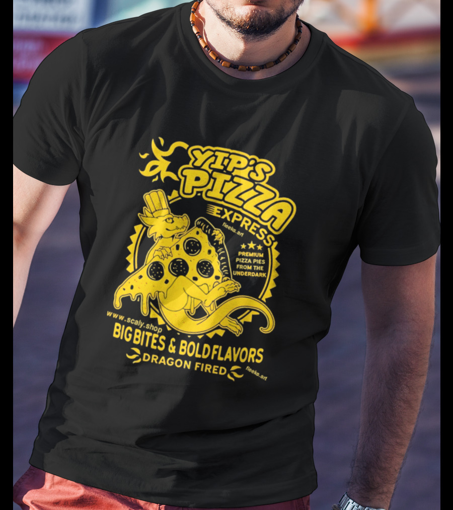 Yip's Pizza Express Dragon Fired Big Bites And Bold Flavors Premium Pizza Pies From The Underdark T-Shirt