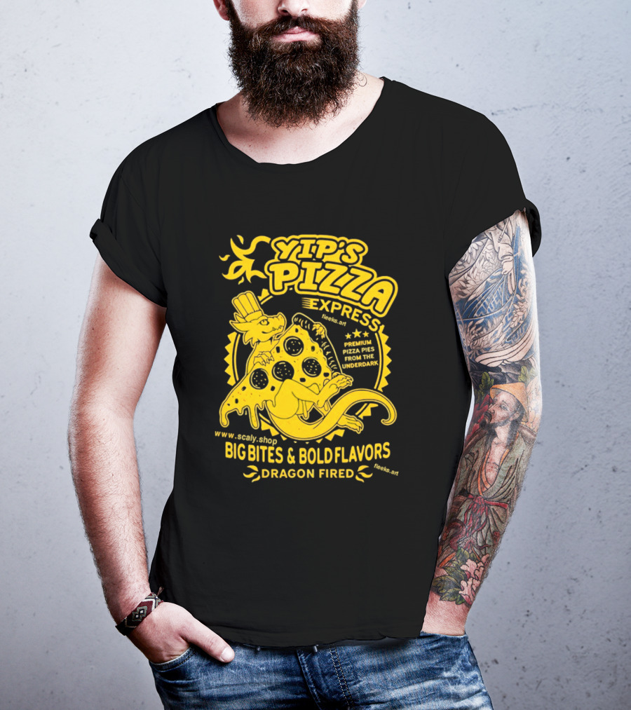 Yip's Pizza Express Dragon Fired Big Bites And Bold Flavors Premium Pizza Pies From The Underdark T-Shirt