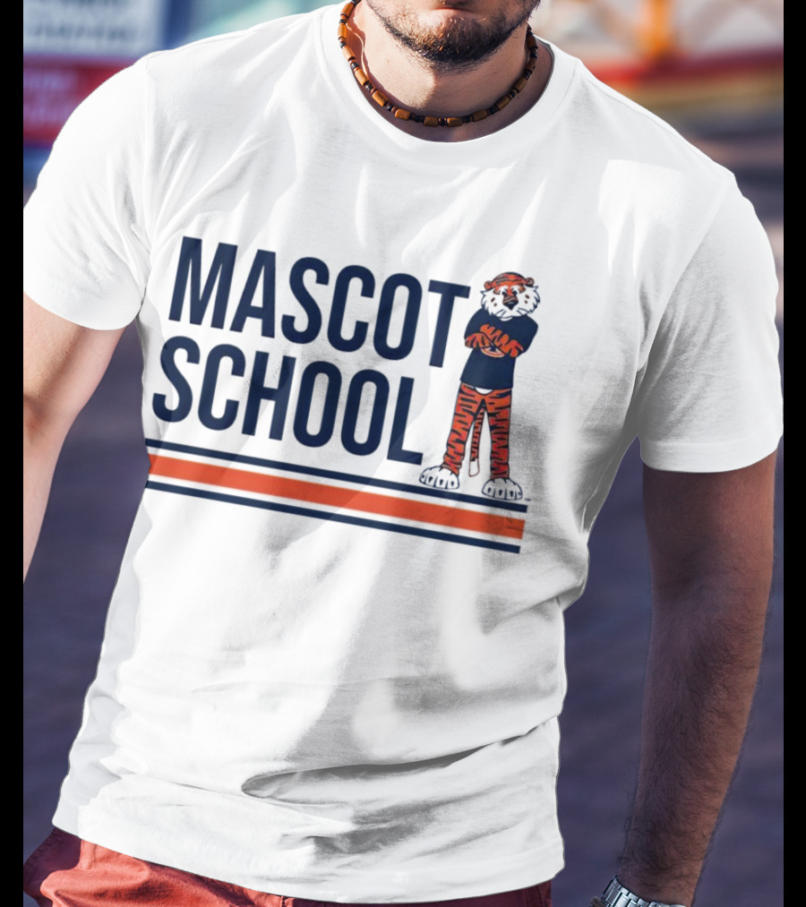 Auburn Tigers Mascot School Tiger Stripes Navy And Orange T-Shirt
