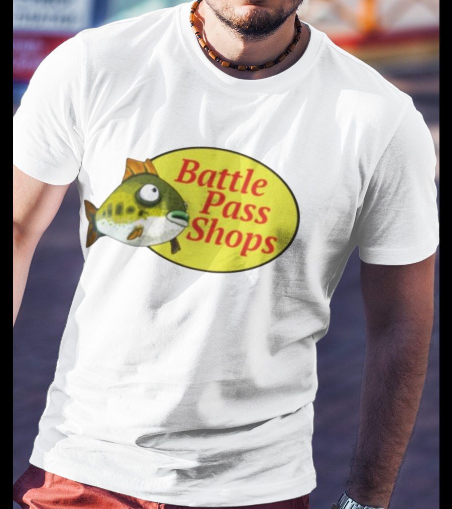 Battle Pass Shops Fish Logo Retro Inspired T-Shirt