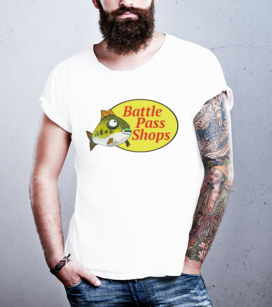 Battle Pass Shops Fish Logo Retro Inspired T-Shirt