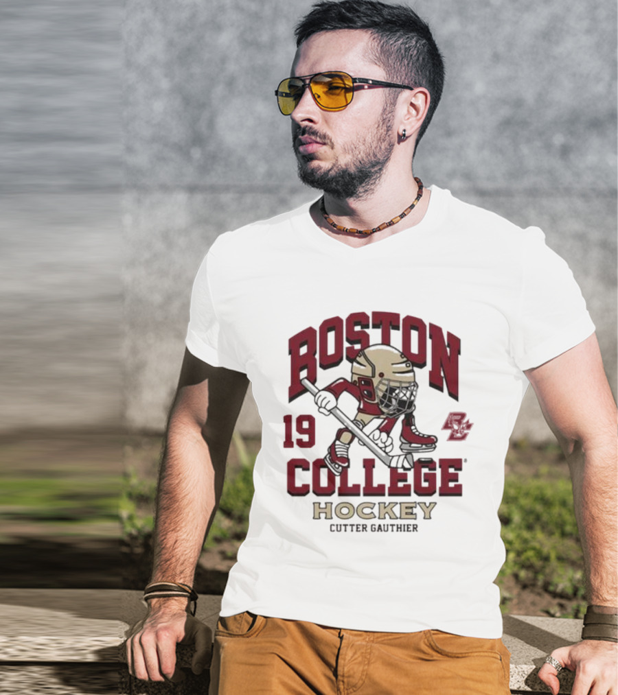 Boston College Eagles Hockey 19 Cutter Gauthier T-Shirt