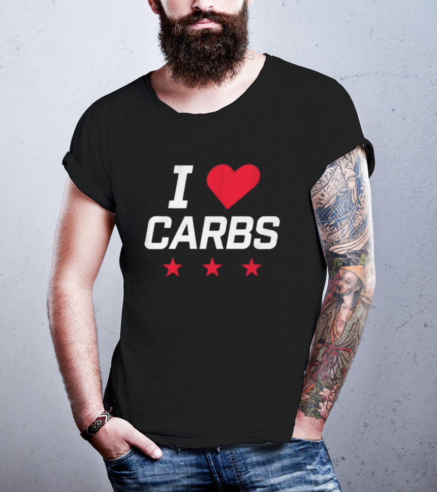 I Love Carbs Washington Capitals Fan Shirt With Red Heart And Three Stars T-Shirt