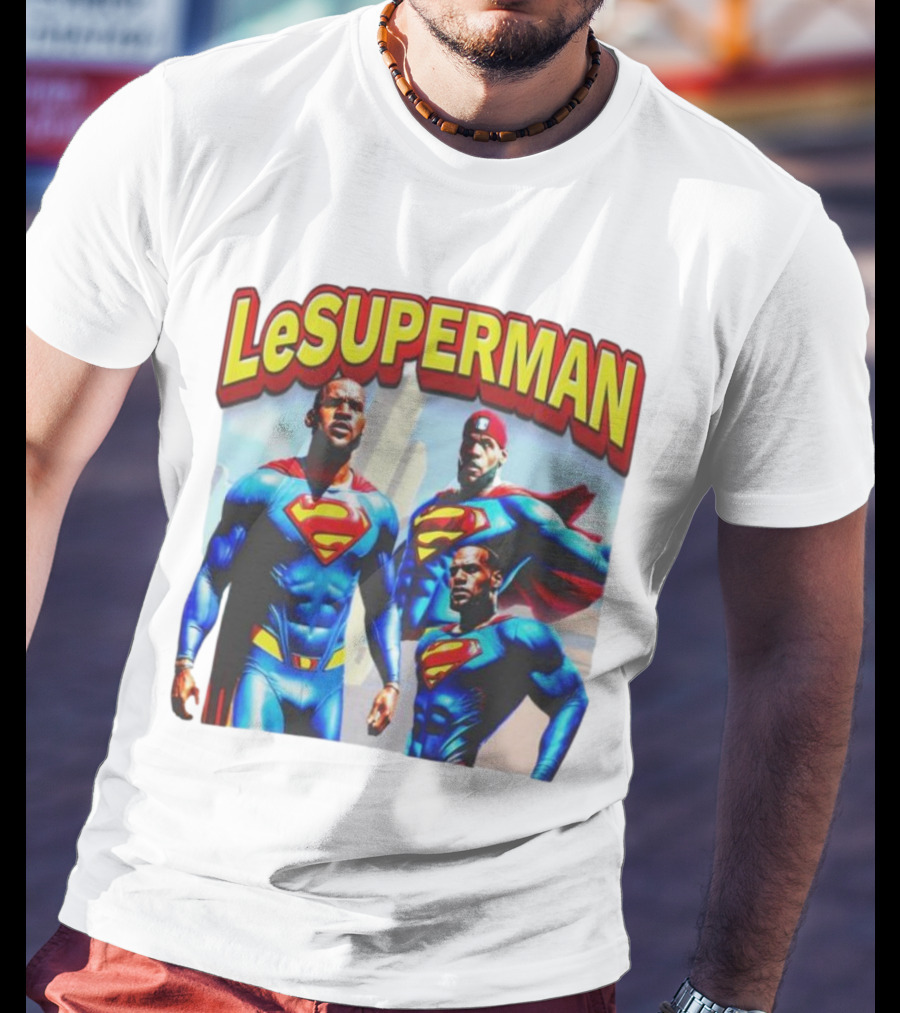 LeSuperman Lebron James Superman Trio Heroic Pose T-Shirt