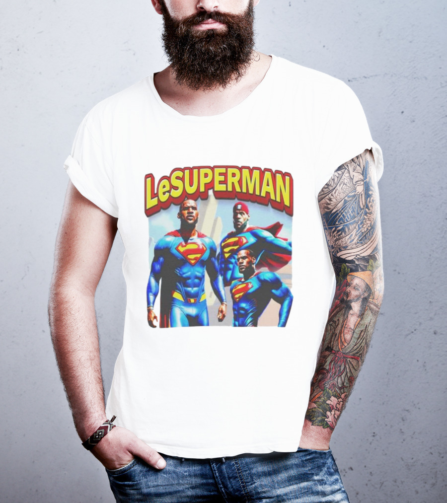 LeSuperman Lebron James Superman Trio Heroic Pose T-Shirt