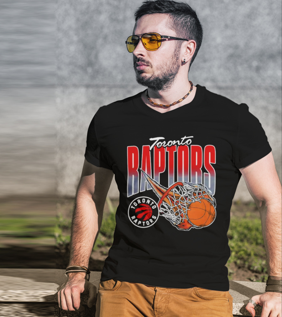 Toronto Raptors Basketball Flaming Net T-Shirt