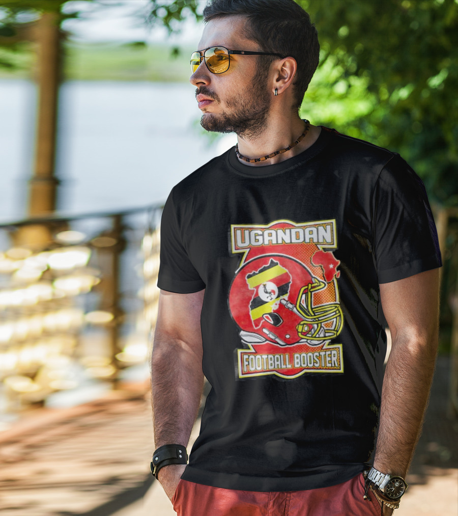 UGANDAN Football Booster Africa Map Flag Helmet T-Shirt
