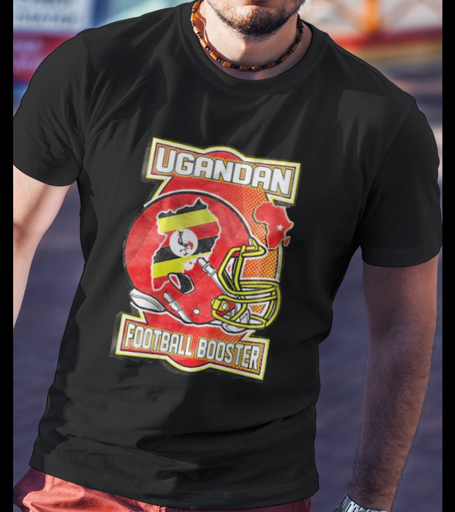 UGANDAN Football Booster Africa Map Flag Helmet T-Shirt