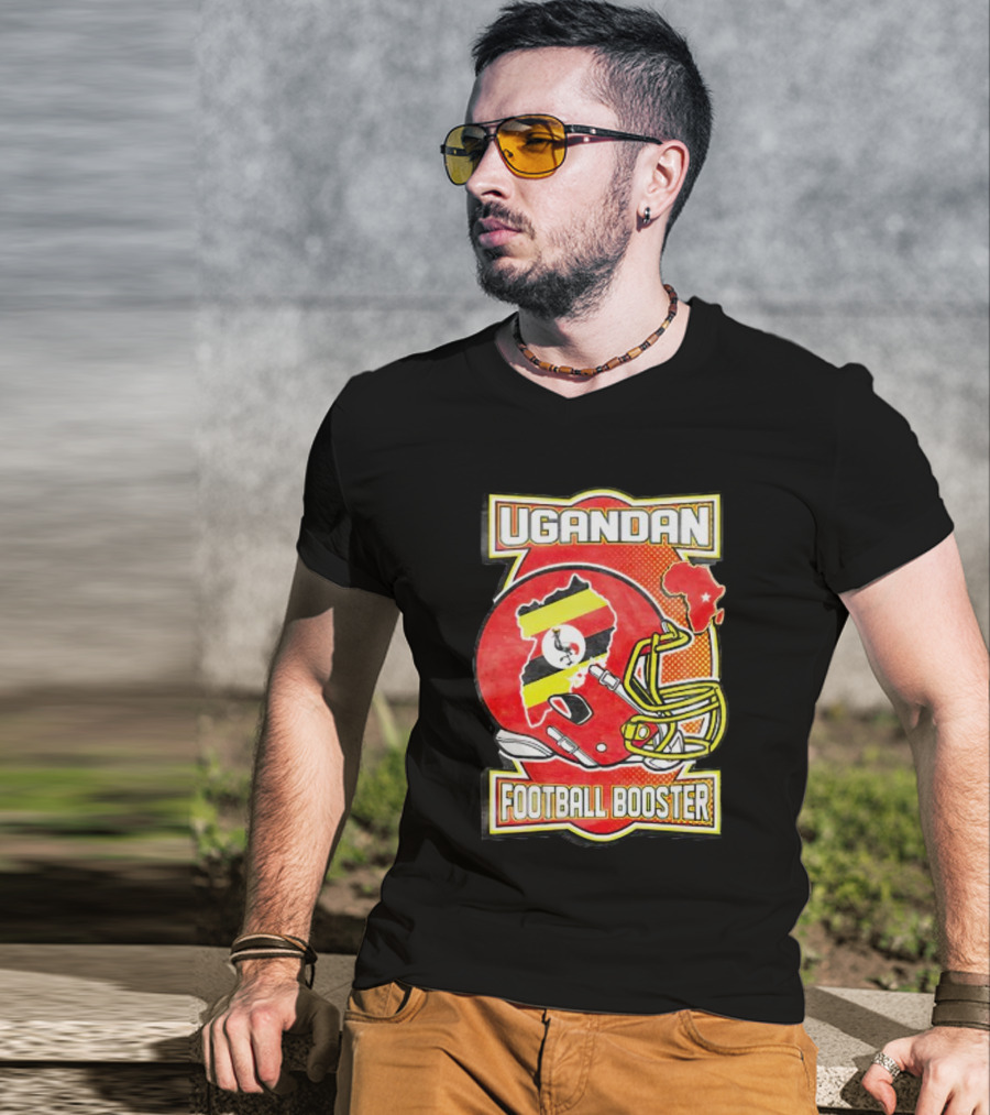 UGANDAN Football Booster Africa Map Flag Helmet T-Shirt