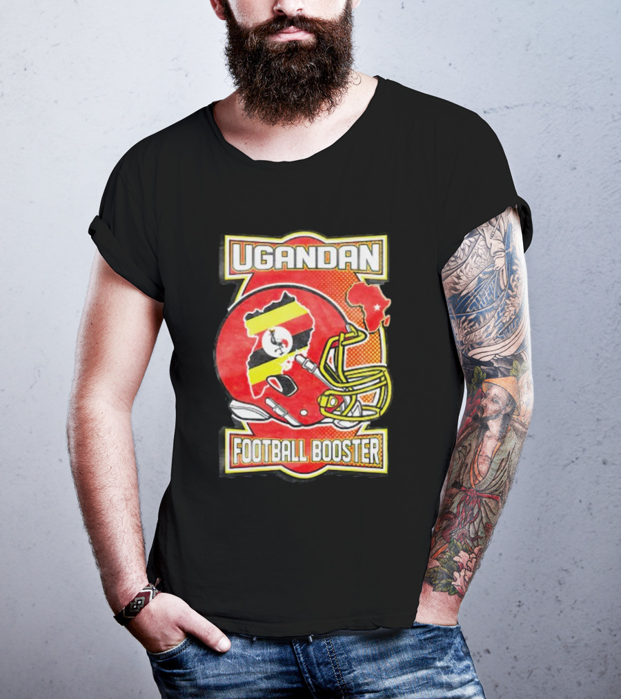 UGANDAN Football Booster Africa Map Flag Helmet T-Shirt