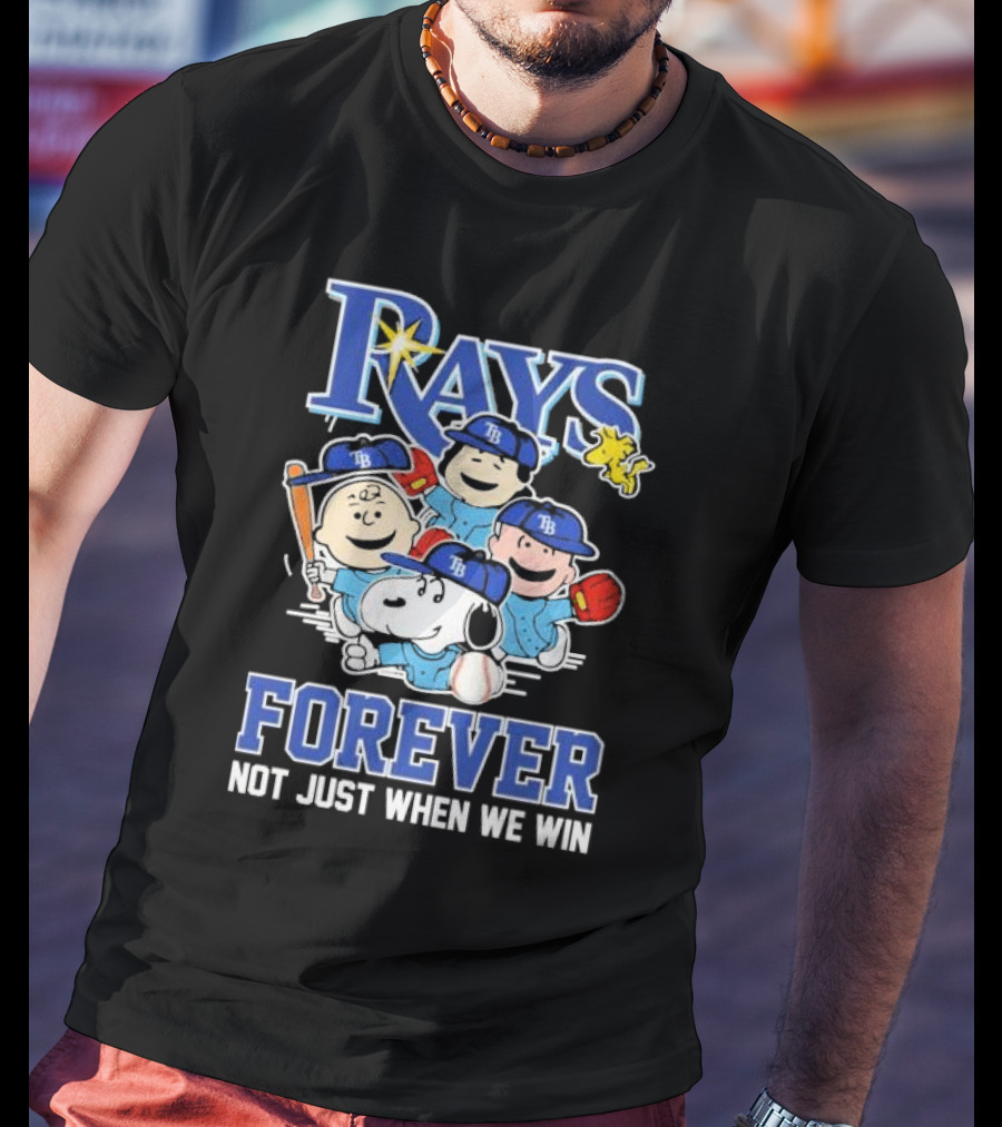 Tampa Bay Rays Peanuts Characters Baseball Forever Not Just When We Win T-Shirt