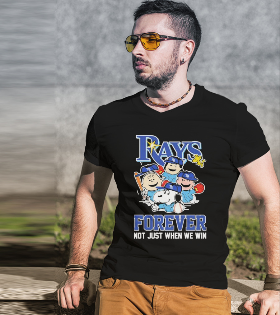Tampa Bay Rays Peanuts Characters Baseball Forever Not Just When We Win T-Shirt