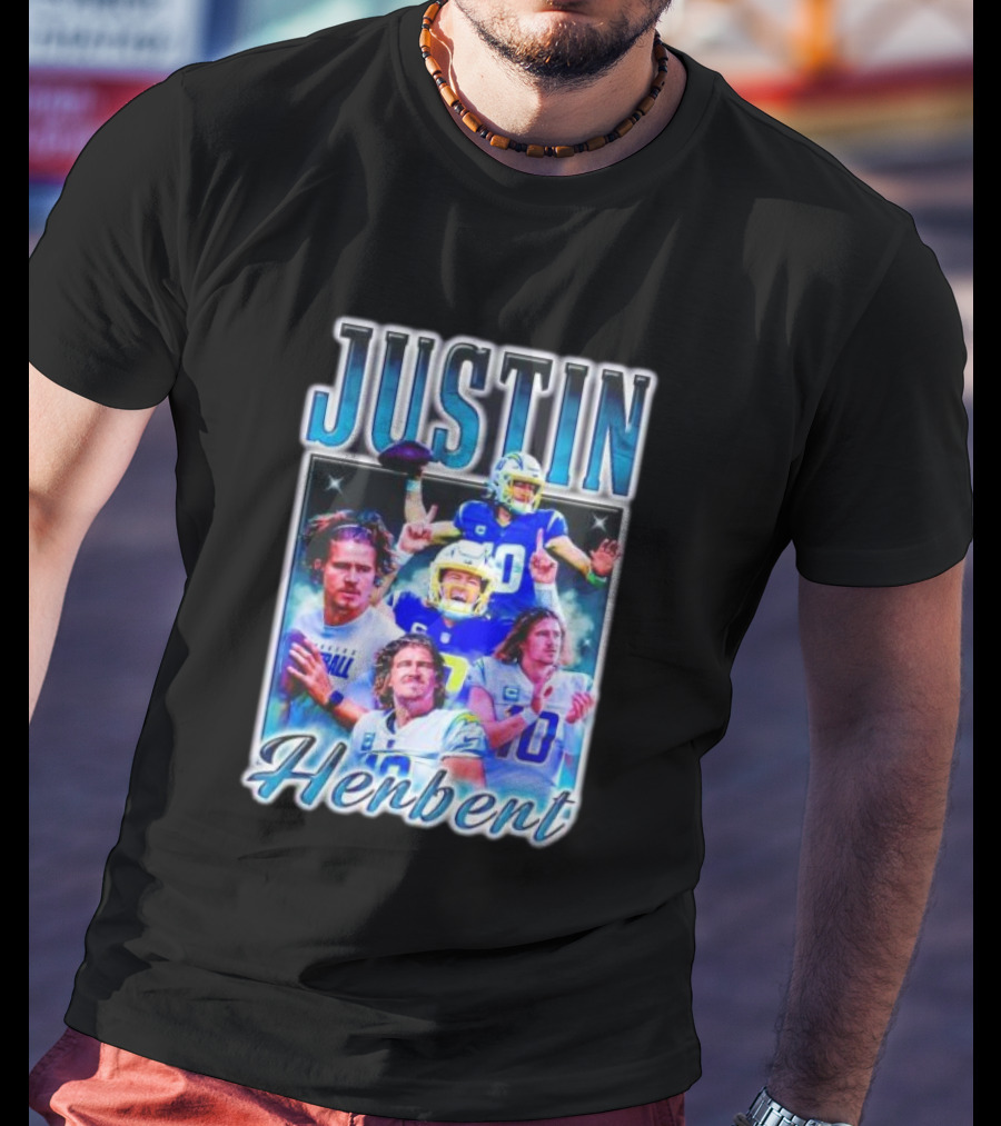 Justin Herbert Dynamic Football Moments Layered T-Shirt