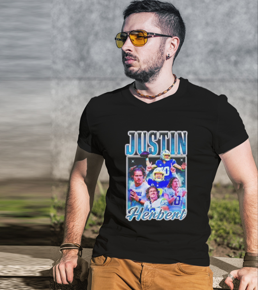 Justin Herbert Dynamic Football Moments Layered T-Shirt