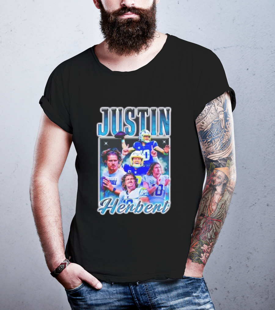 Justin Herbert Dynamic Football Moments Layered T-Shirt
