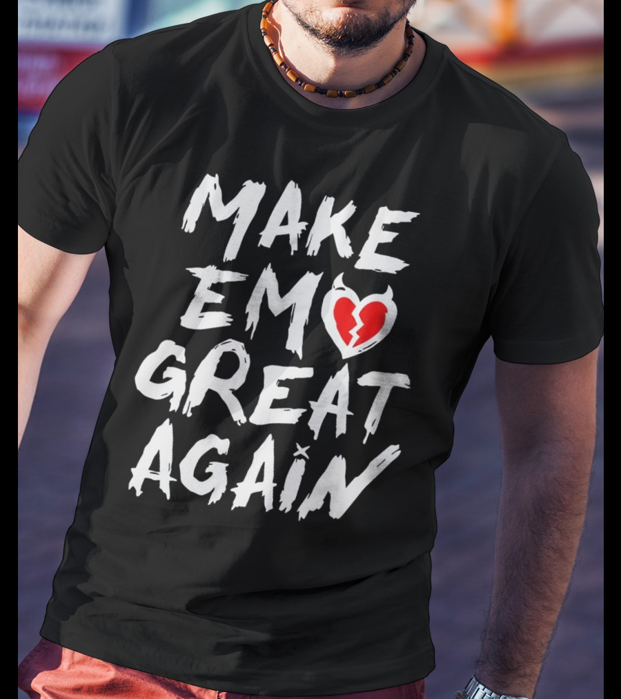 MAKE EMO GREAT AGAIN Broken Heart Devil Horns T-Shirt