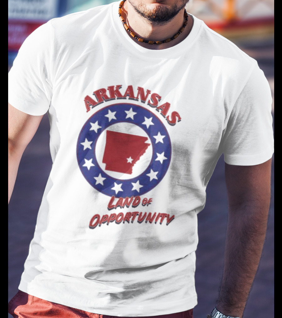 Arkansas Land Of Opportunity Red State Blue Star Circle T-Shirt