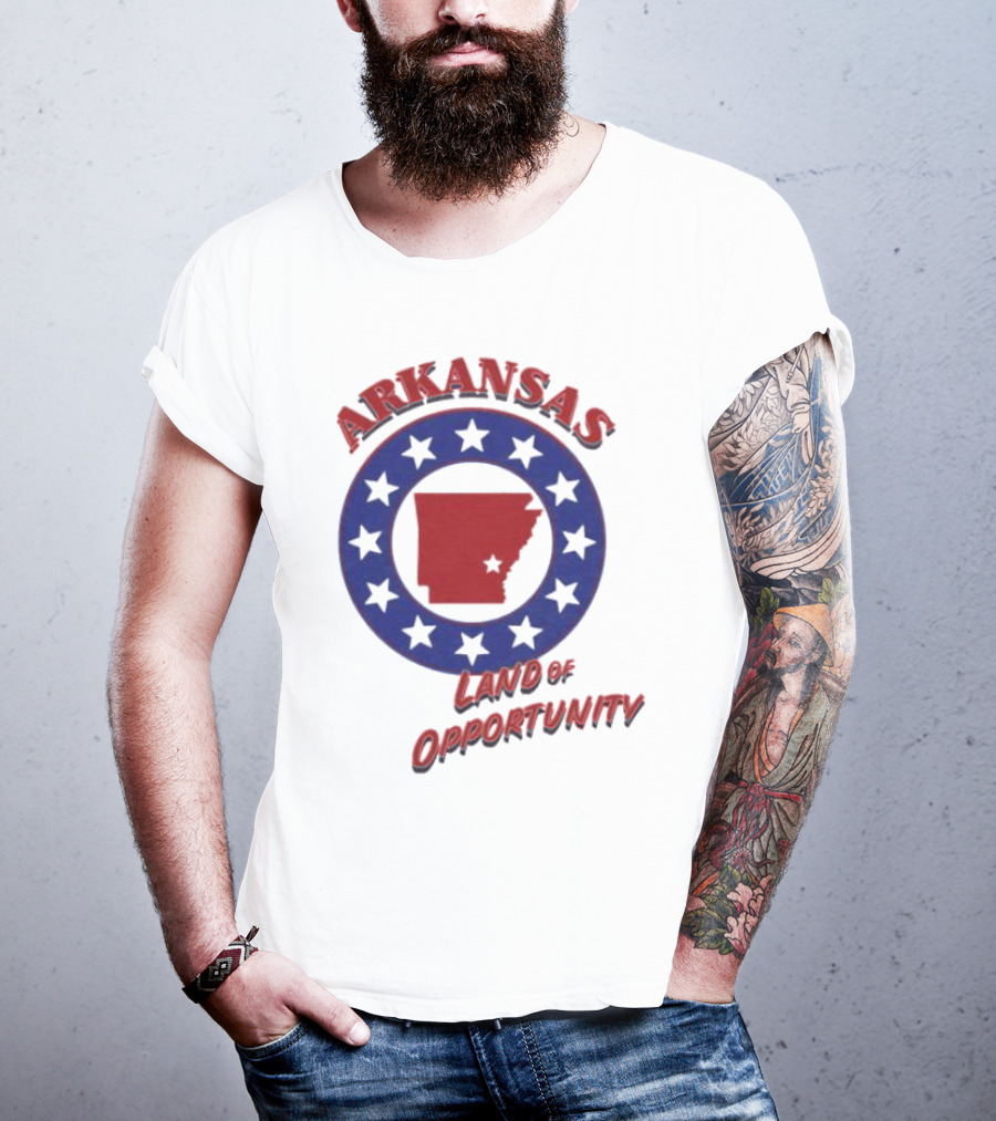 Arkansas Land Of Opportunity Red State Blue Star Circle T-Shirt