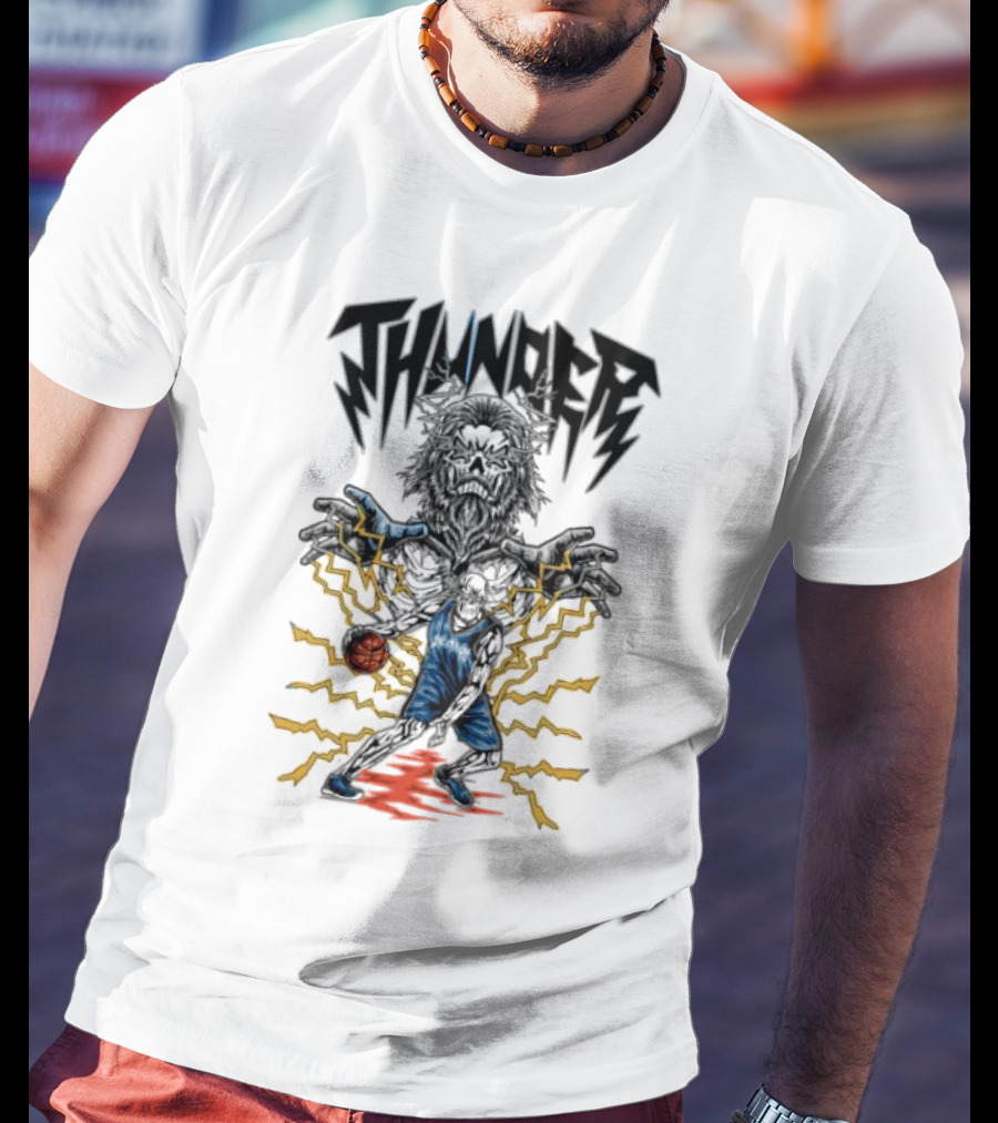 THUNDER Basketball Skeleton Power Burst T-Shirt