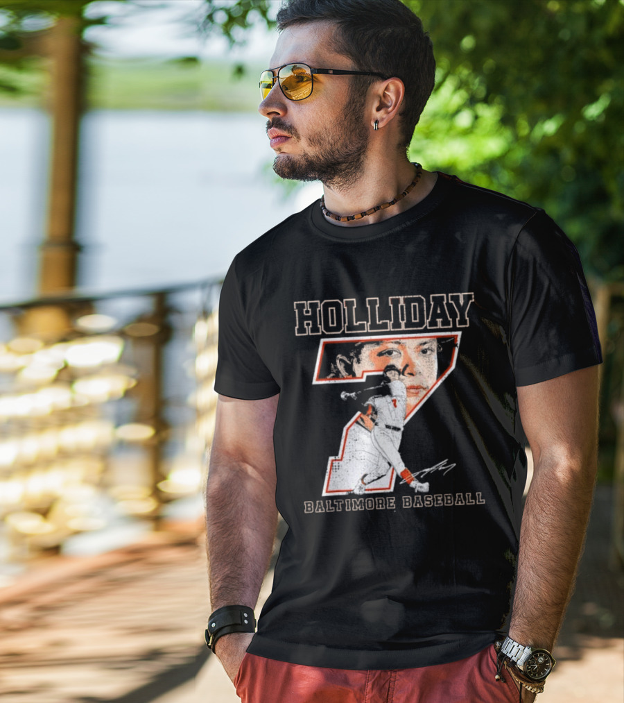 Holliday Number 7 Baltimore Baseball Signature T-Shirt