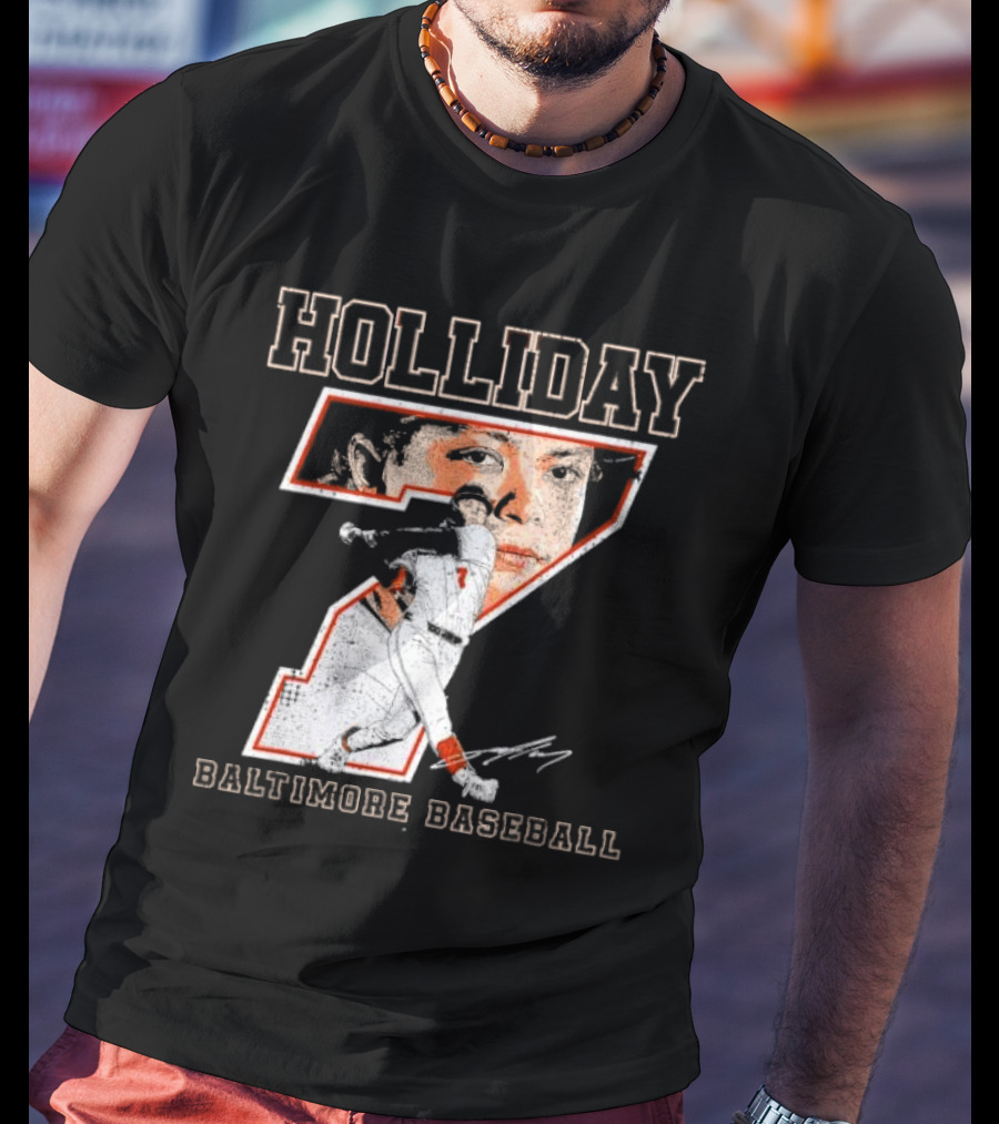 Holliday Number 7 Baltimore Baseball Signature T-Shirt