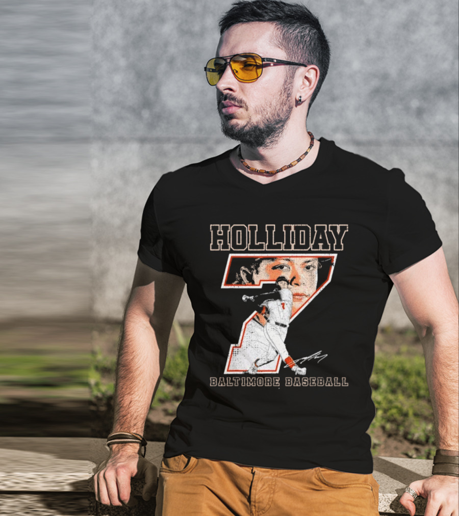 Holliday Number 7 Baltimore Baseball Signature T-Shirt