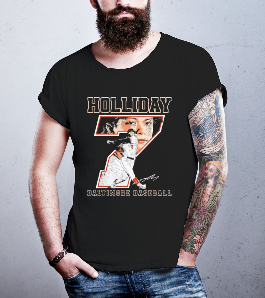 Holliday Number 7 Baltimore Baseball Signature T-Shirt
