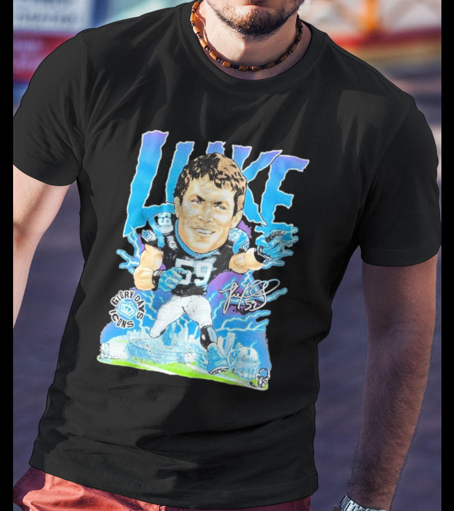Luke Kuechly Carolina Panthers 59 Glory Days Icons Caricature T-Shirt