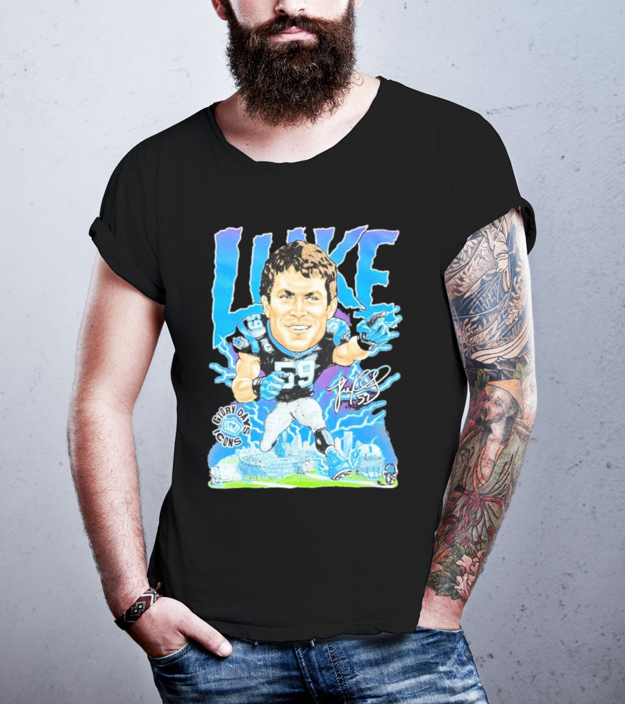 Luke Kuechly Carolina Panthers 59 Glory Days Icons Caricature T-Shirt