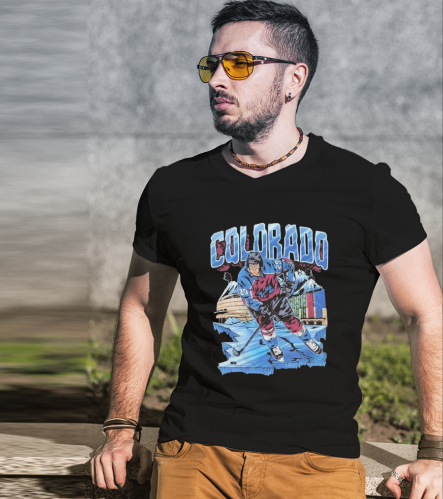Colorado Avalanche Nathan MacKinnon Hockey 29 Ice Arena Colorado T-Shirt