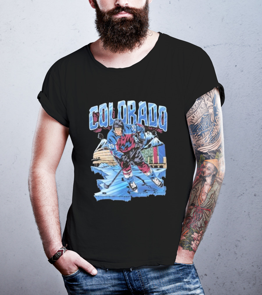Colorado Avalanche Nathan MacKinnon Hockey 29 Ice Arena Colorado T-Shirt