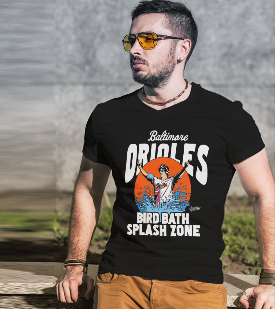 Baltimore Orioles Bird Bath Splash Zone Baseball T-Shirt