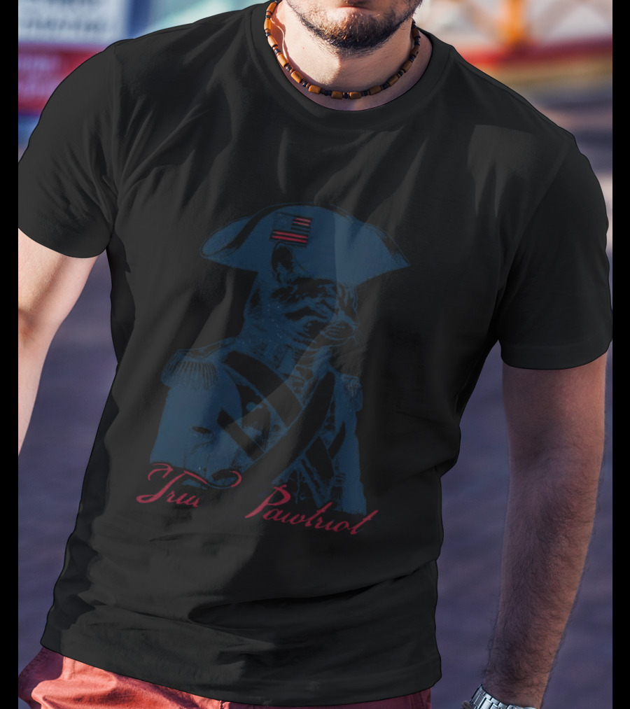 True Pawtriot Cat Colonial American Flag Hat Feline T-Shirt
